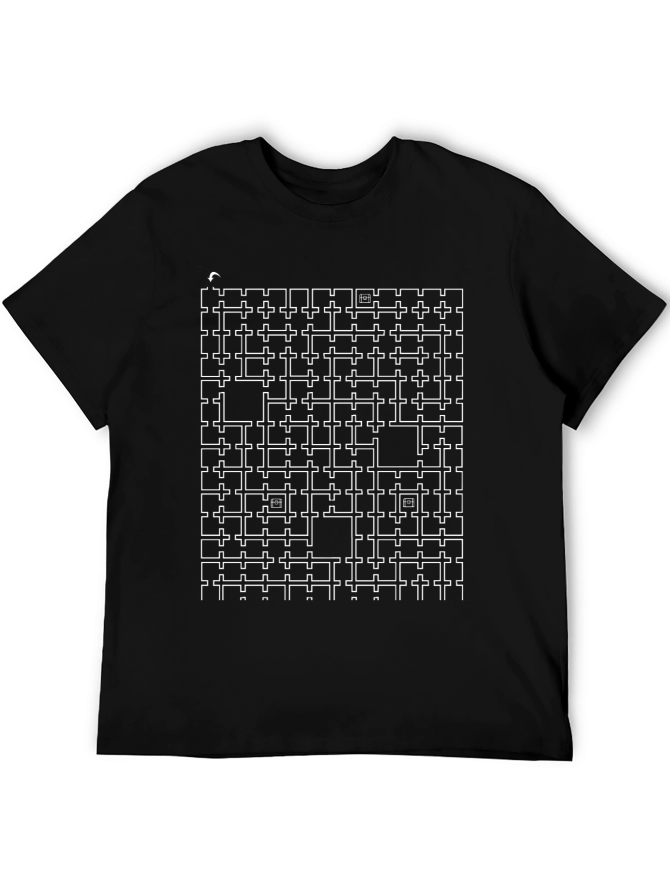 Geometric Maze Black T-Shirt