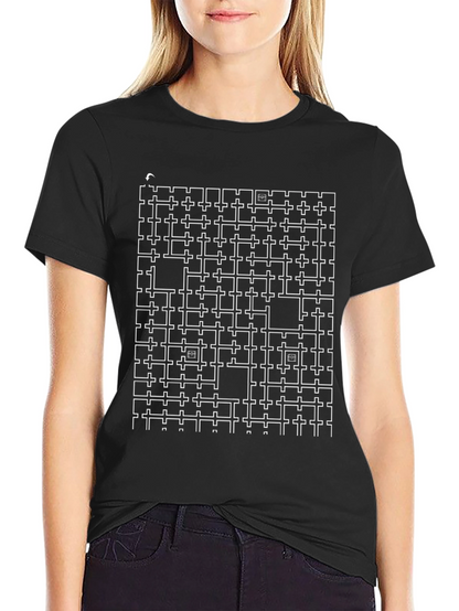 Geometric Maze Black T-Shirt