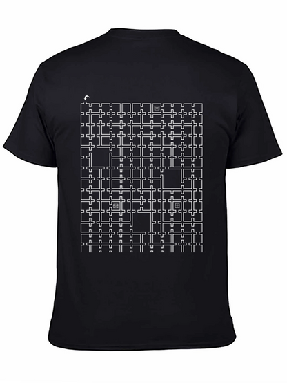 Geometric Maze Black T-Shirt