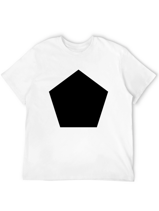Mens Black Pentagon Graphic Tee - Modern Casual Style