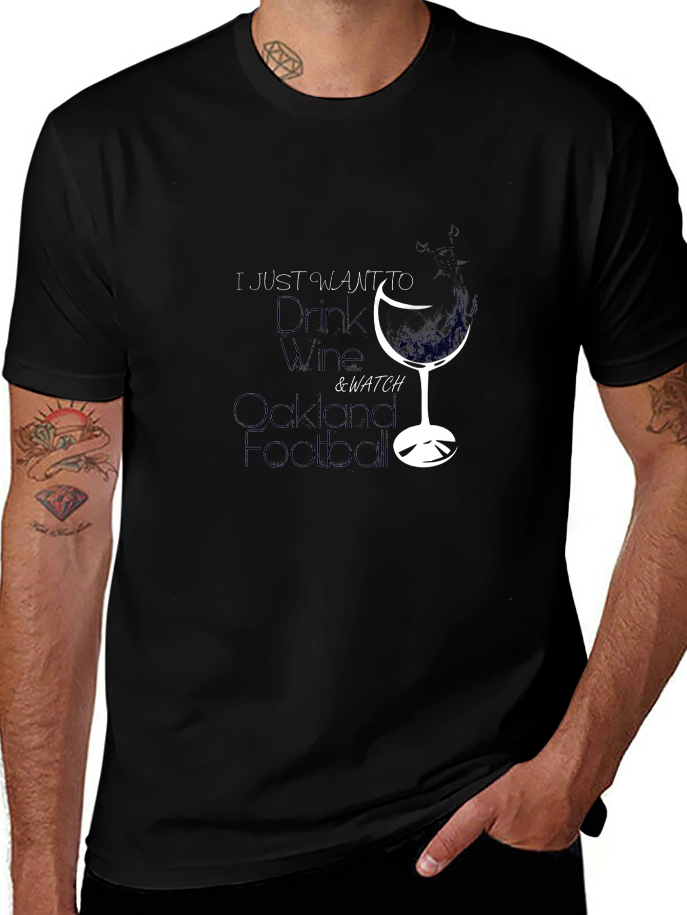 Wine & Football Black T-Shirt