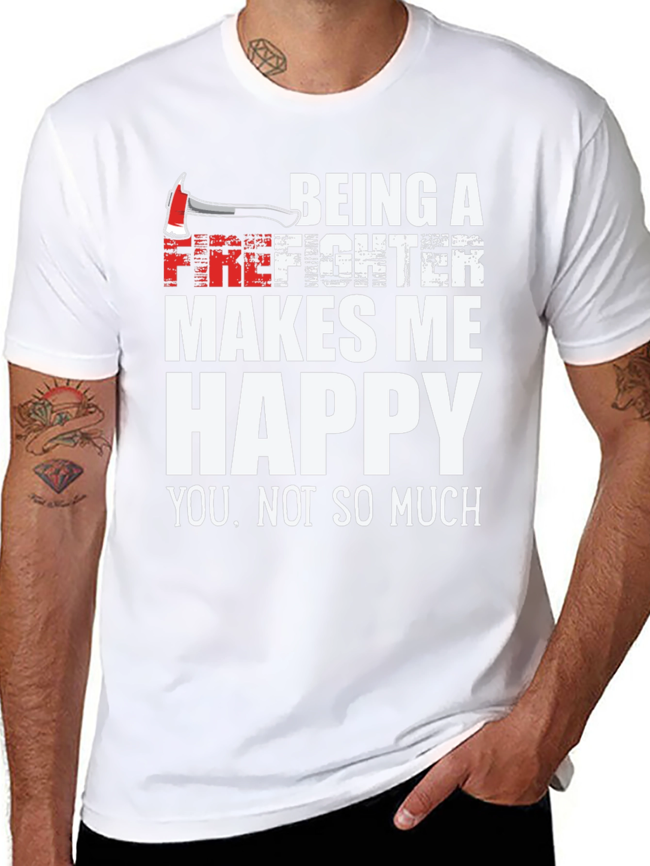 Firefighter Makes Me Happy Graphic Tee