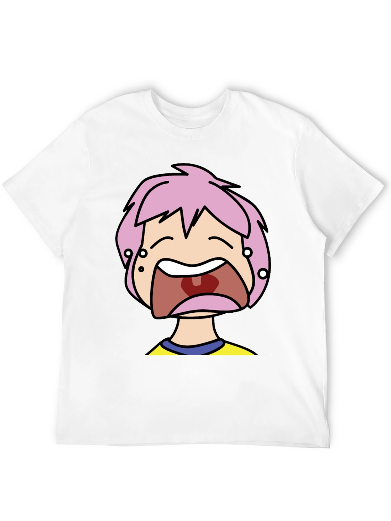 Pink Hair Cartoon Black T-Shirt