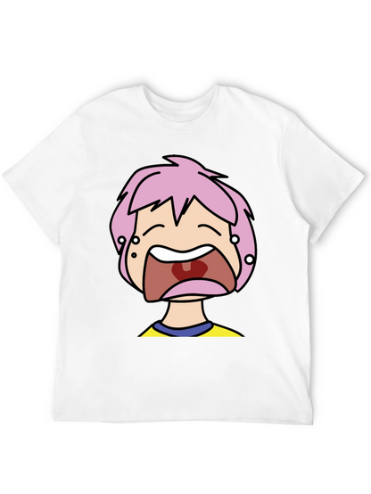 Pink Hair Cartoon Black T-Shirt