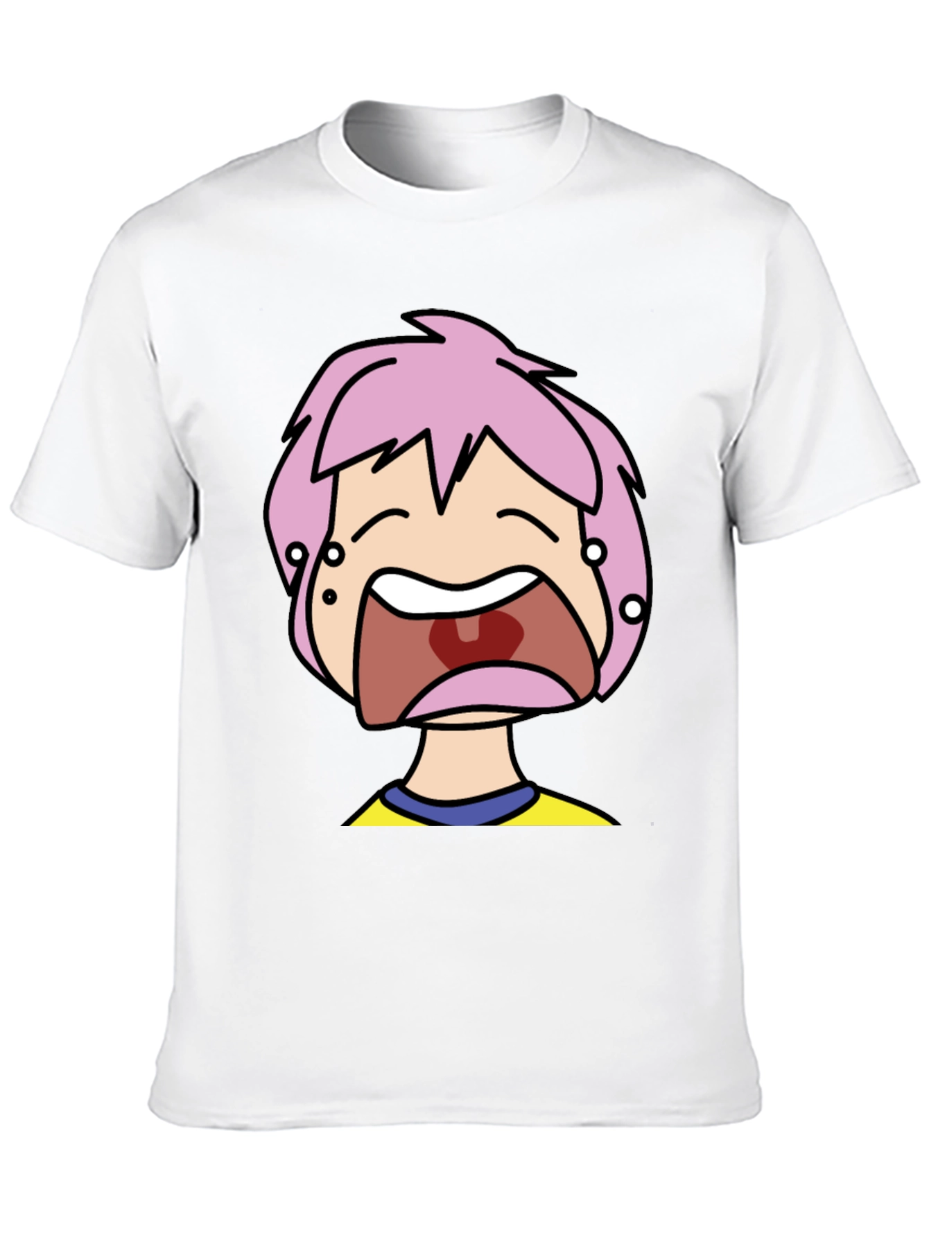 Pink Hair Cartoon Black T-Shirt
