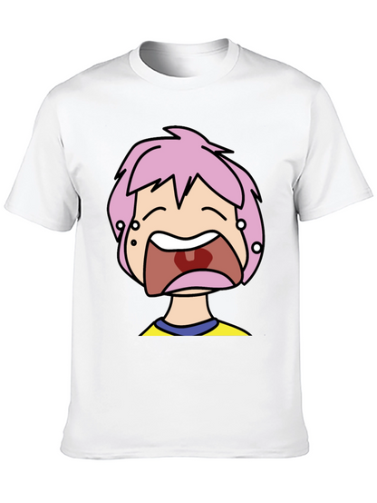 Pink Hair Cartoon Black T-Shirt