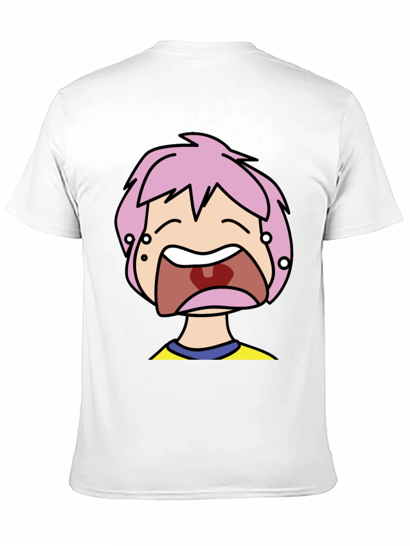 Pink Hair Cartoon Black T-Shirt