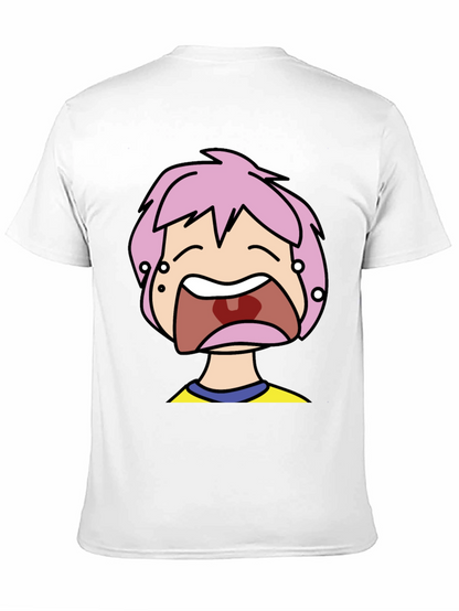 Pink Hair Cartoon Black T-Shirt
