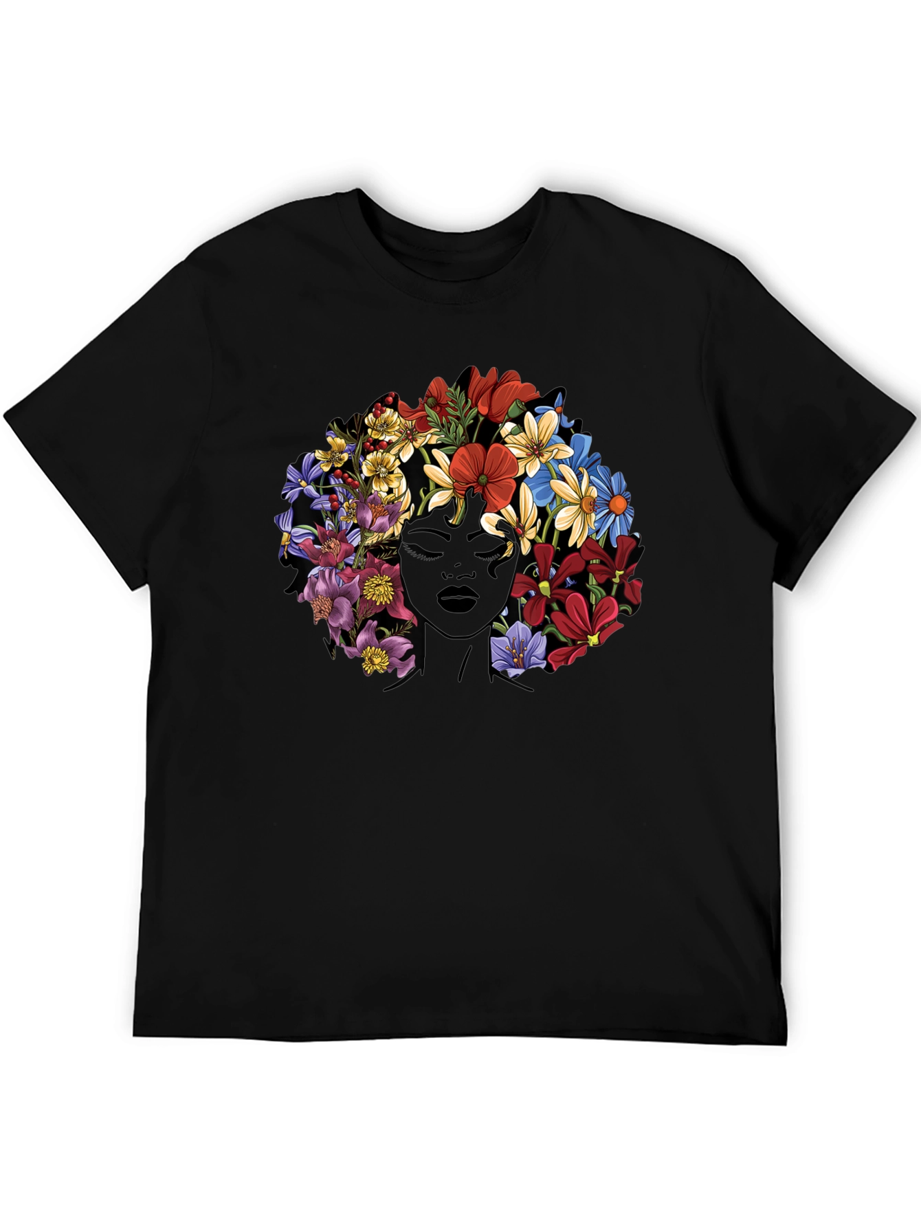 Floral Afro Womens Graphic T-Shirt