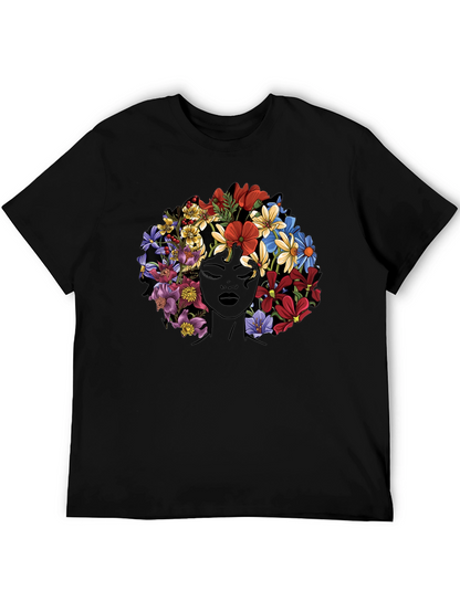 Floral Afro Womens Graphic T-Shirt