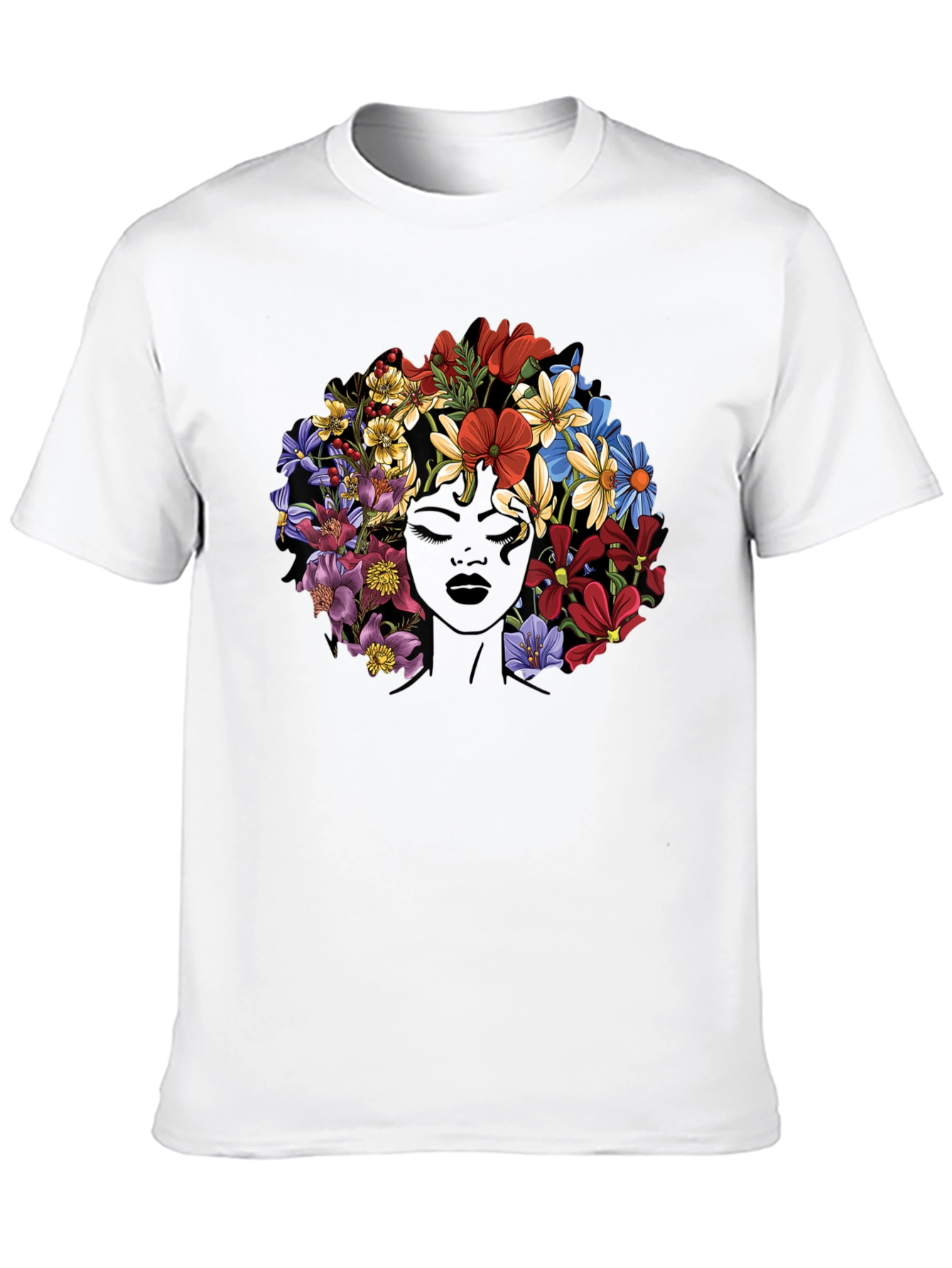 Floral Afro Womens Graphic T-Shirt