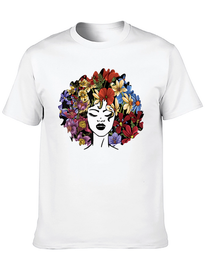 Floral Afro Womens Graphic T-Shirt