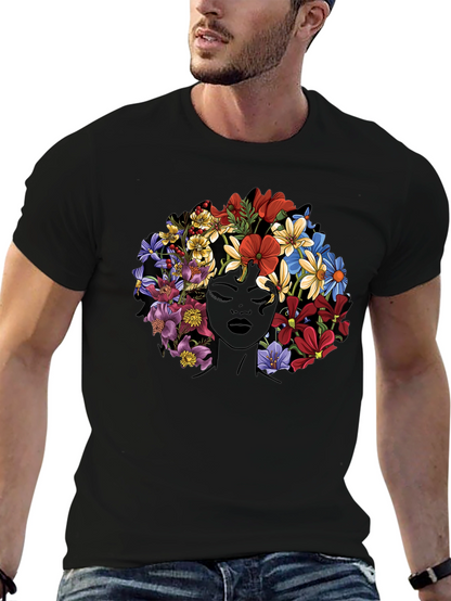 Floral Afro Womens Graphic T-Shirt