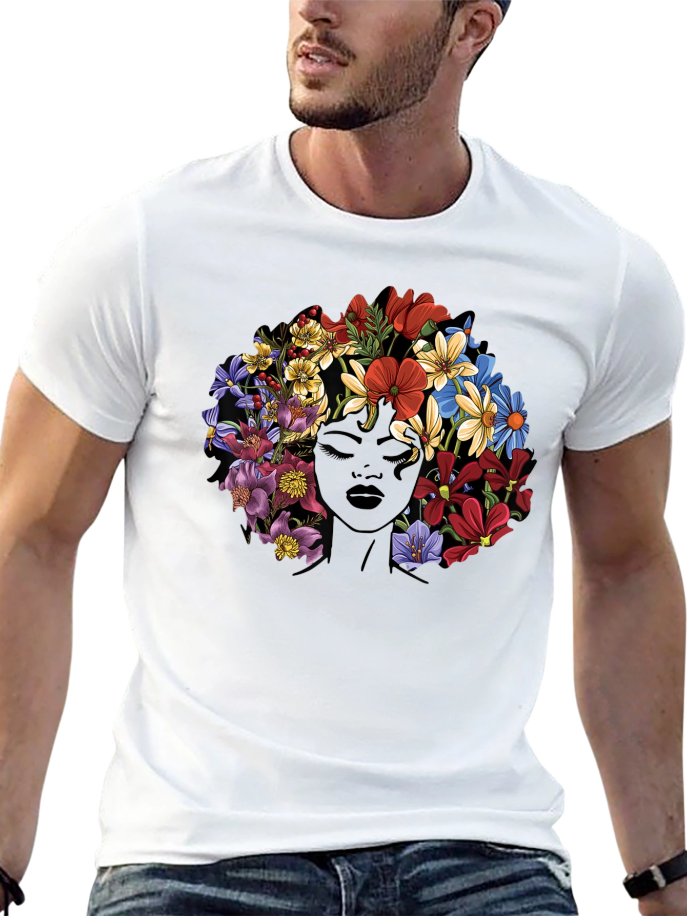 Floral Afro Womens Graphic T-Shirt