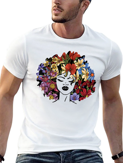 Floral Afro Womens Graphic T-Shirt