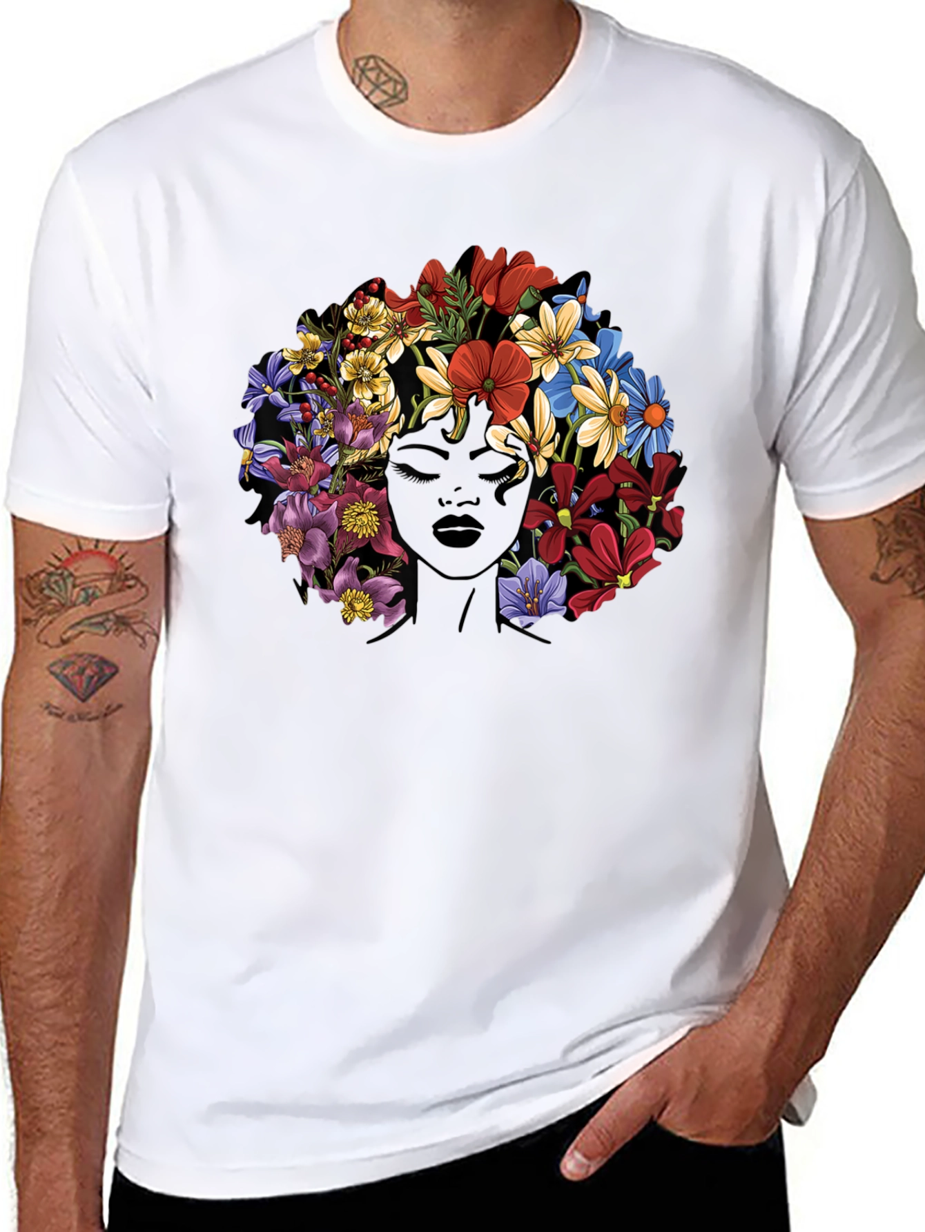 Floral Afro Womens Graphic T-Shirt