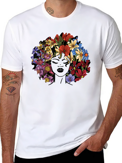Floral Afro Womens Graphic T-Shirt