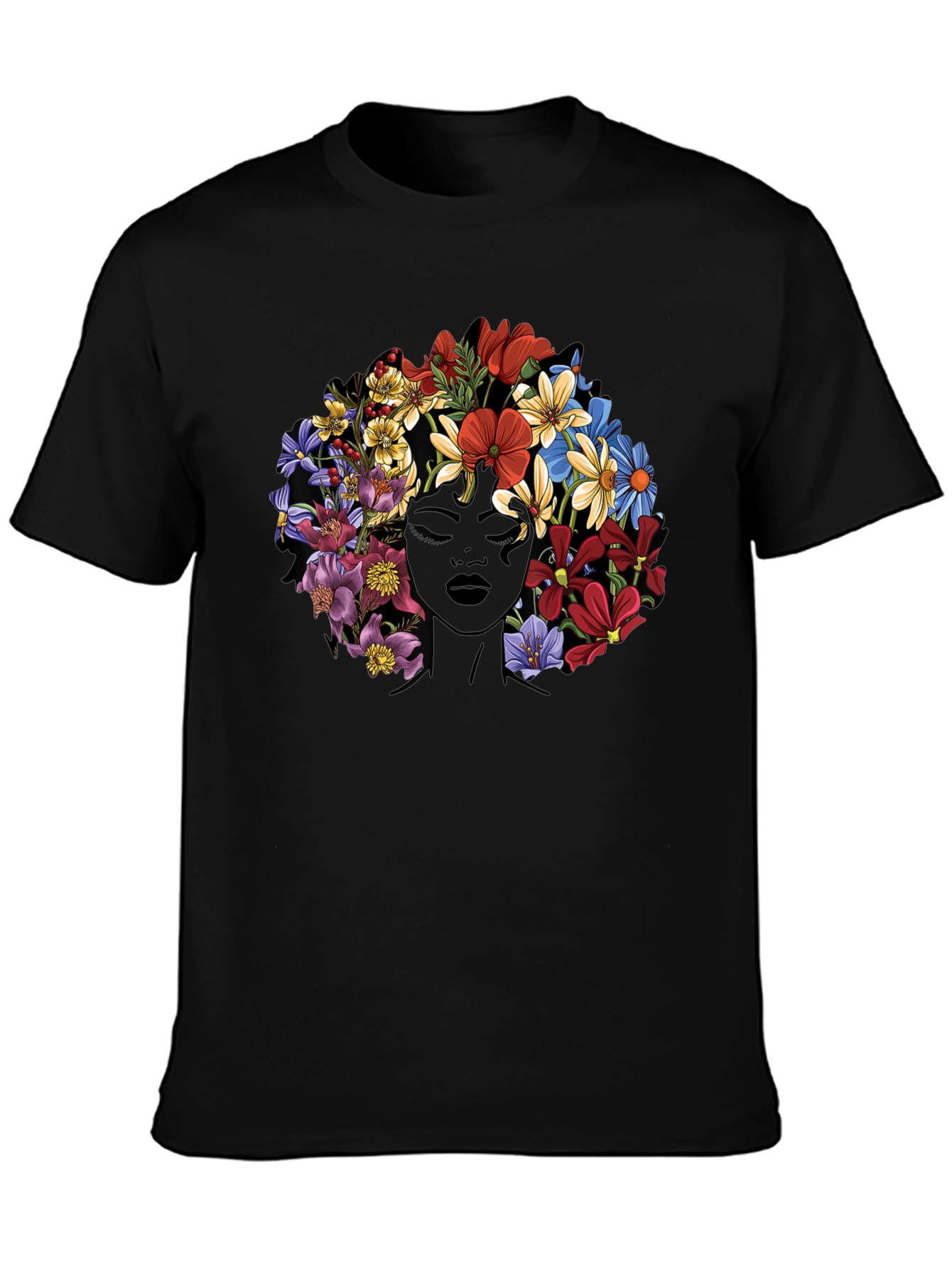 Floral Afro Womens Graphic T-Shirt