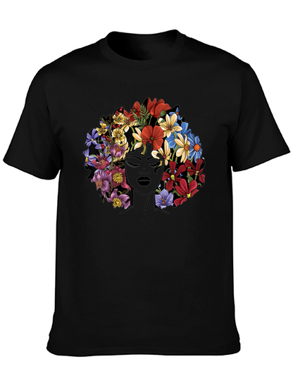 Floral Afro Womens Graphic T-Shirt