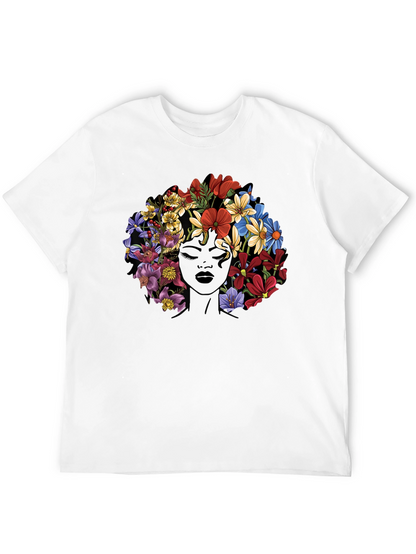 Floral Afro Womens Graphic T-Shirt