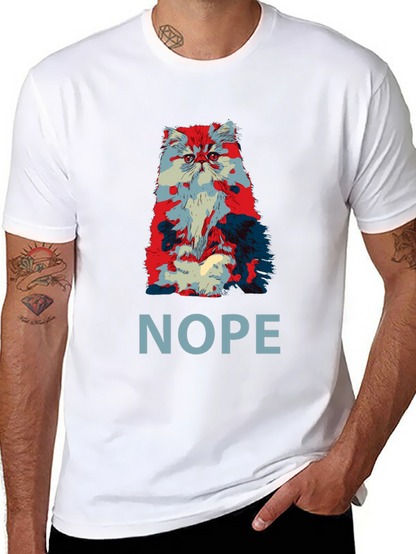 Nope Cat Graphic T-Shirt - Unisex Crew Neck Tee