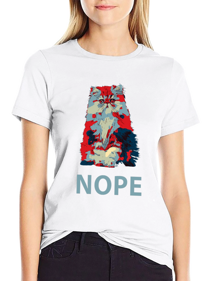 Nope Cat Graphic T-Shirt - Unisex Crew Neck Tee