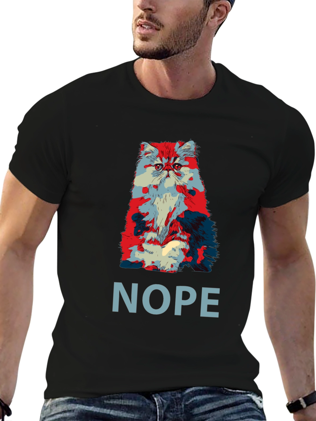 Nope Cat Graphic T-Shirt - Unisex Crew Neck Tee
