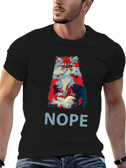 Nope Cat Graphic T-Shirt - Unisex Crew Neck Tee