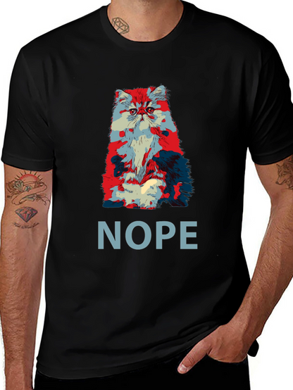 Nope Cat Graphic T-Shirt - Unisex Crew Neck Tee
