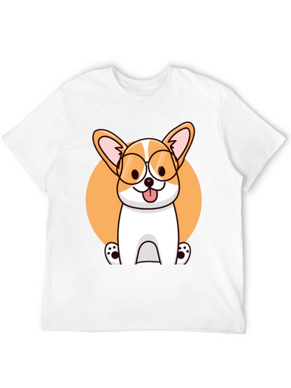 Corgi with Glasses Black T-Shirt