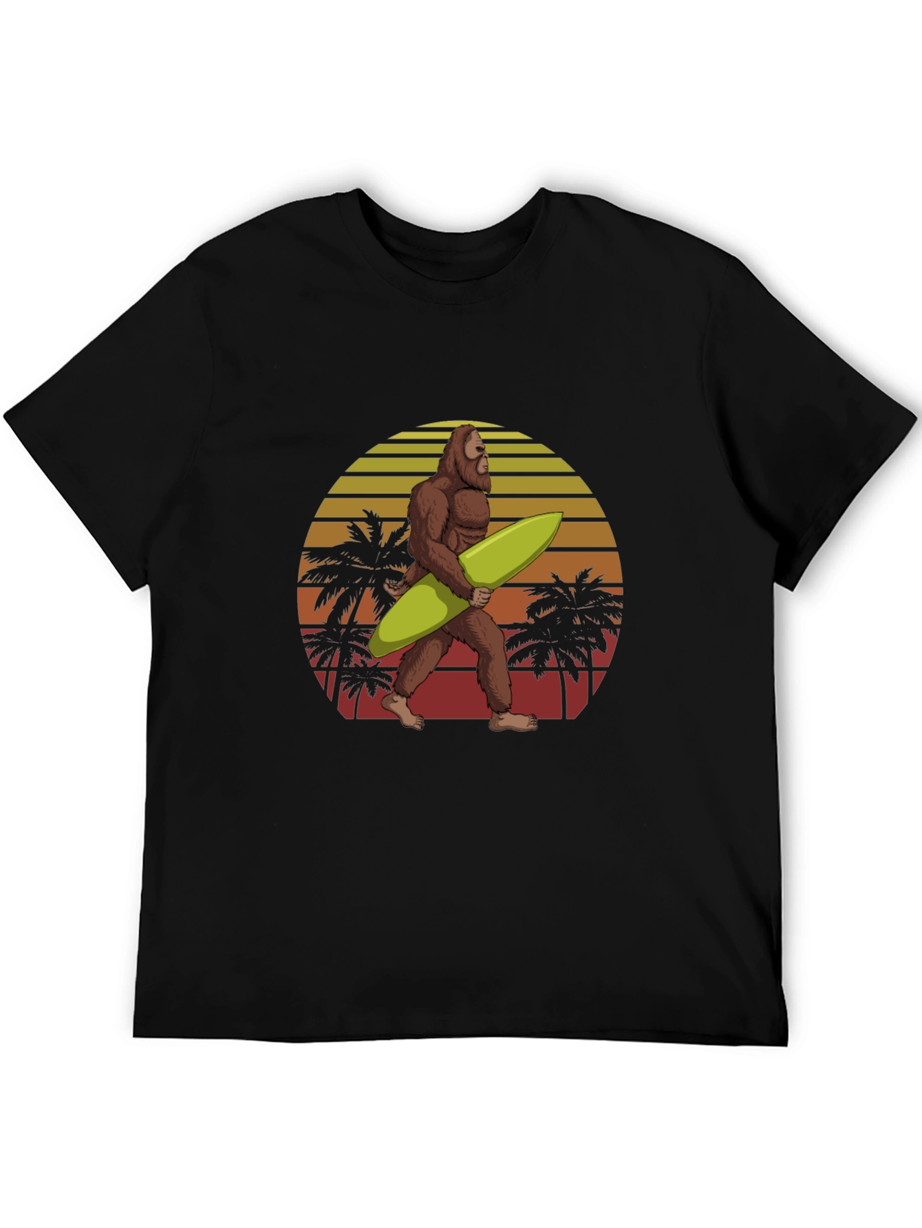 Bigfoot Surfing T-Shirt Retro Sunset Graphic Tee