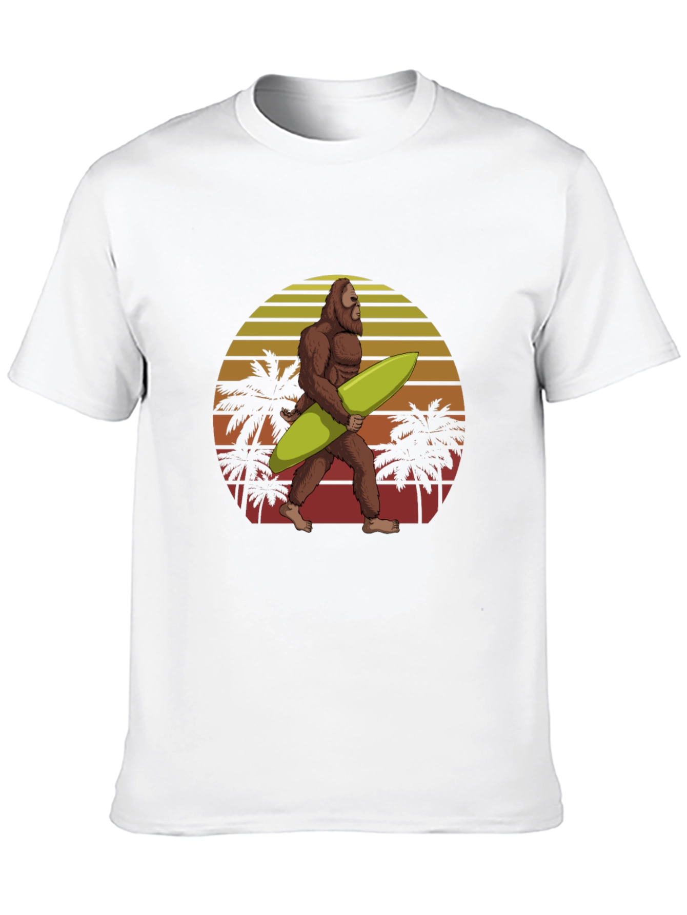 Bigfoot Surfing T-Shirt Retro Sunset Graphic Tee