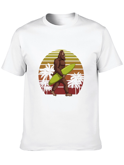 Bigfoot Surfing T-Shirt Retro Sunset Graphic Tee