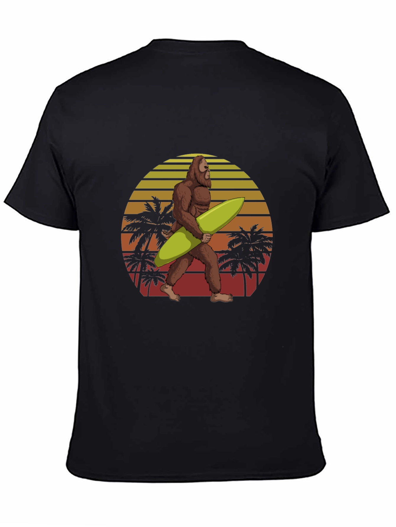 Bigfoot Surfing T-Shirt Retro Sunset Graphic Tee