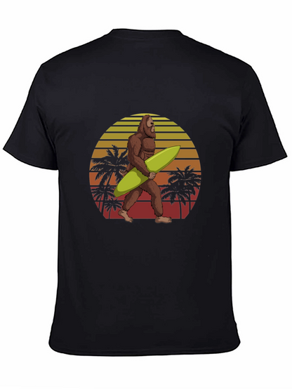 Bigfoot Surfing T-Shirt Retro Sunset Graphic Tee