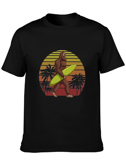 Bigfoot Surfing T-Shirt Retro Sunset Graphic Tee