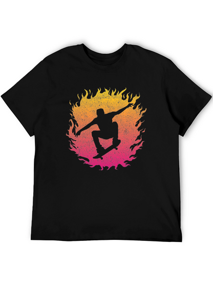 Skateboarder Fire Graphic T-Shirt