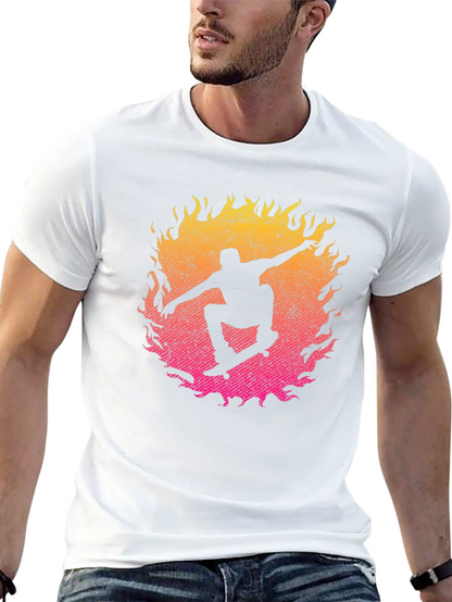 Skateboarder Fire Graphic T-Shirt