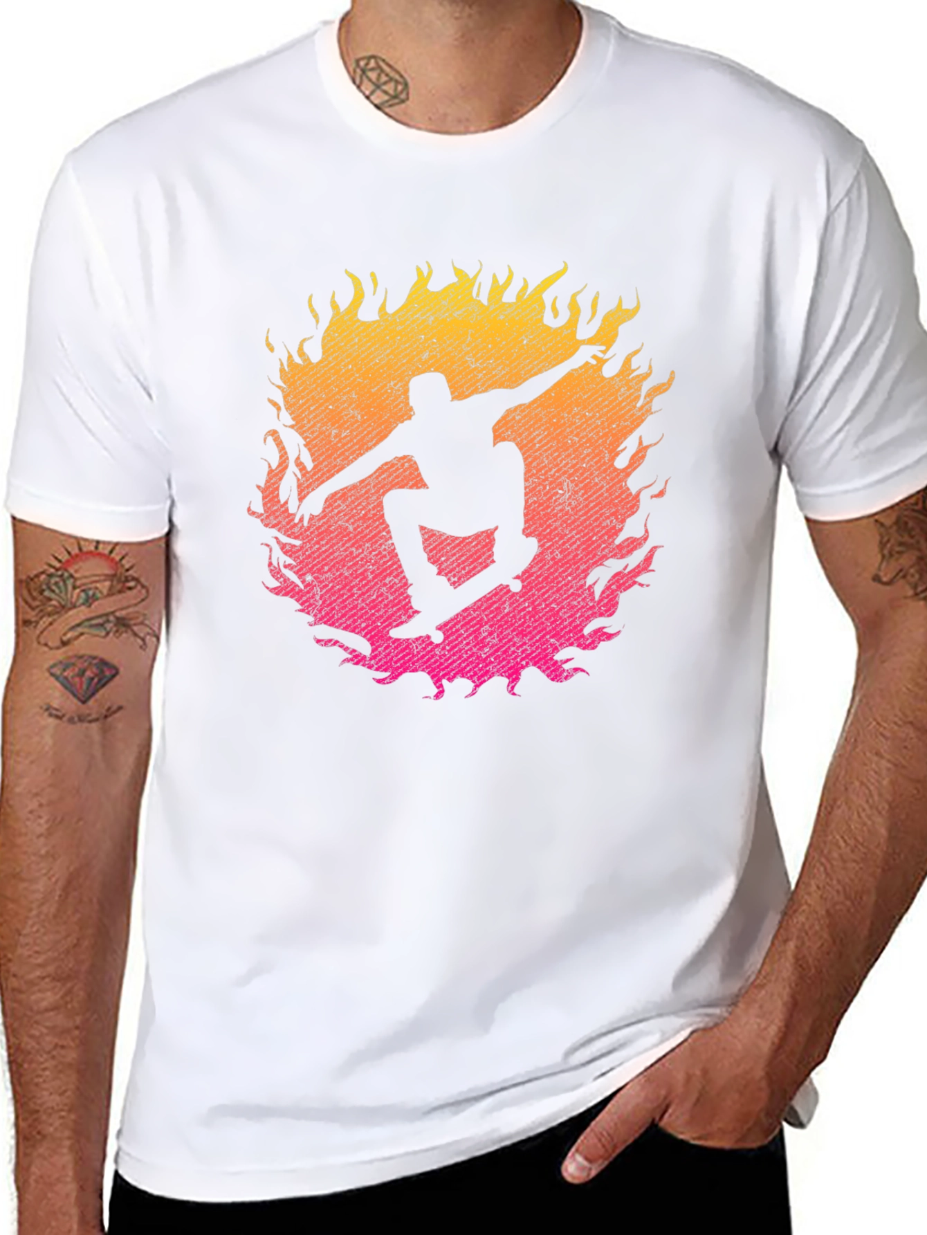 Skateboarder Fire Graphic T-Shirt