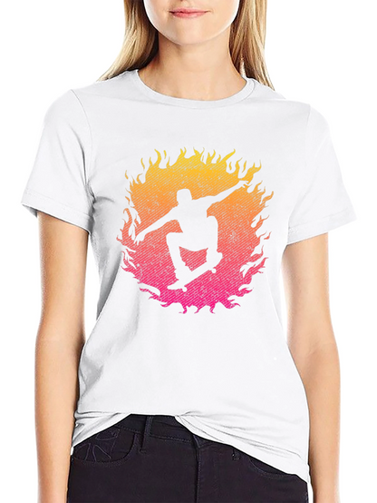 Skateboarder Fire Graphic T-Shirt