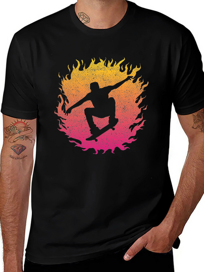Skateboarder Fire Graphic T-Shirt