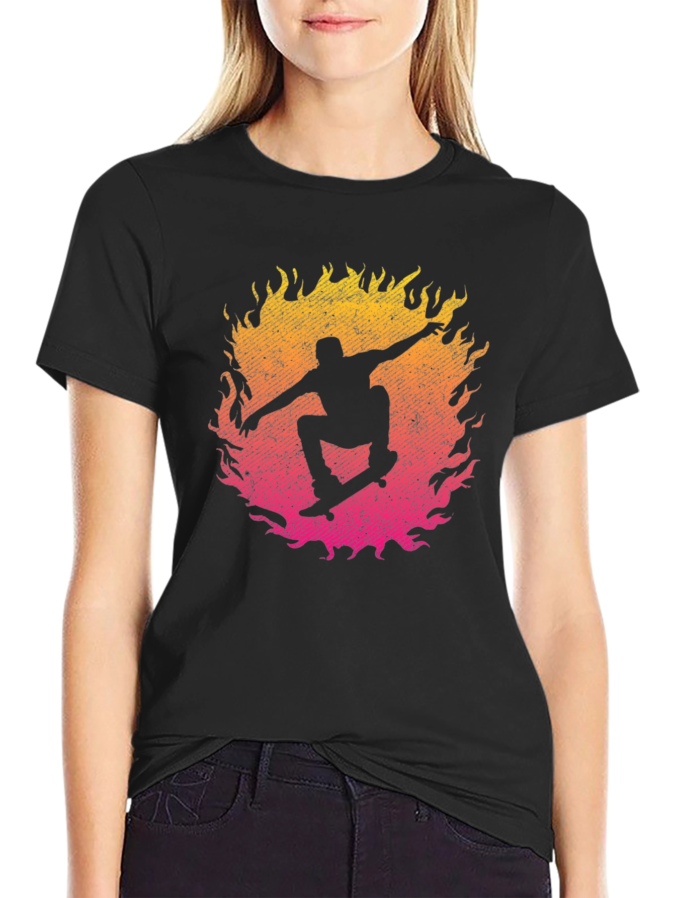 Skateboarder Fire Graphic T-Shirt