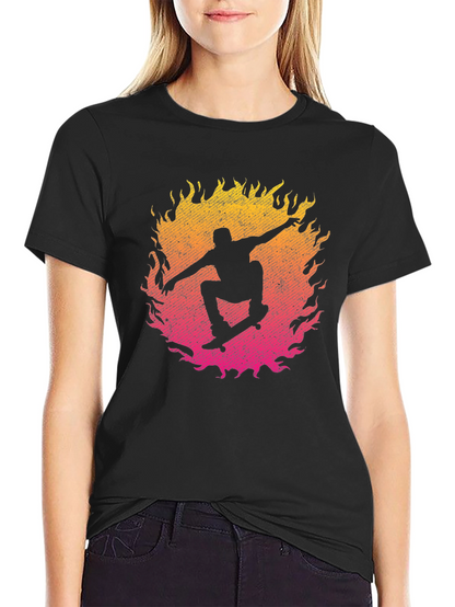 Skateboarder Fire Graphic T-Shirt