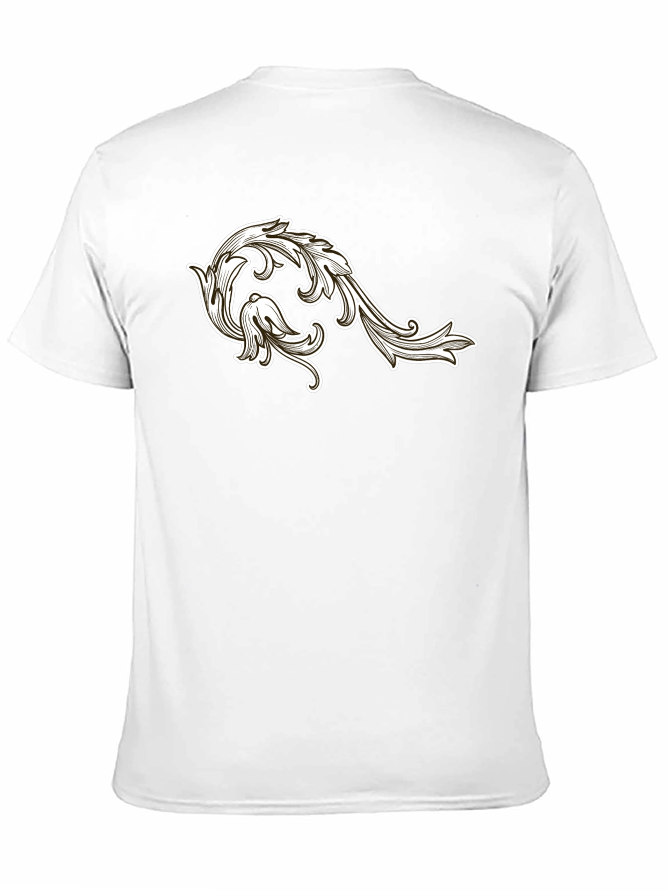 Mens Black T-Shirt with Floral Ornament Design