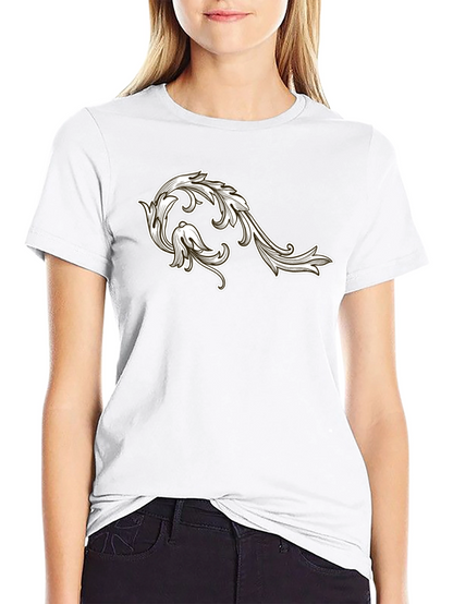 Mens Black T-Shirt with Floral Ornament Design