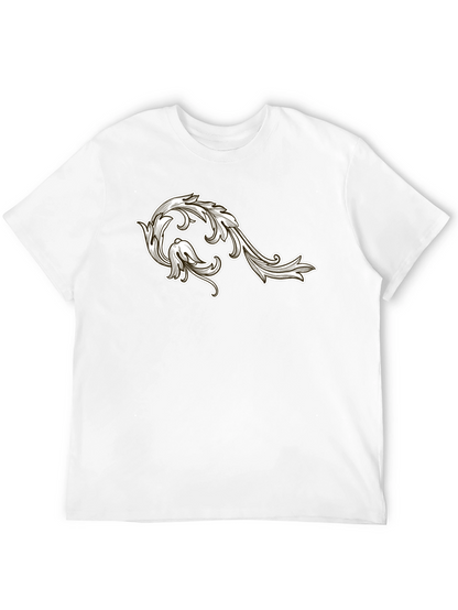 Mens Black T-Shirt with Floral Ornament Design
