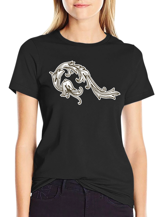 Mens Black T-Shirt with Floral Ornament Design