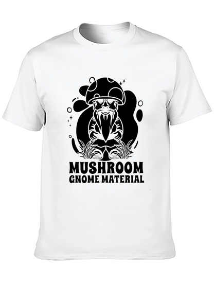 Mushroom Gnome Material Black T-Shirt