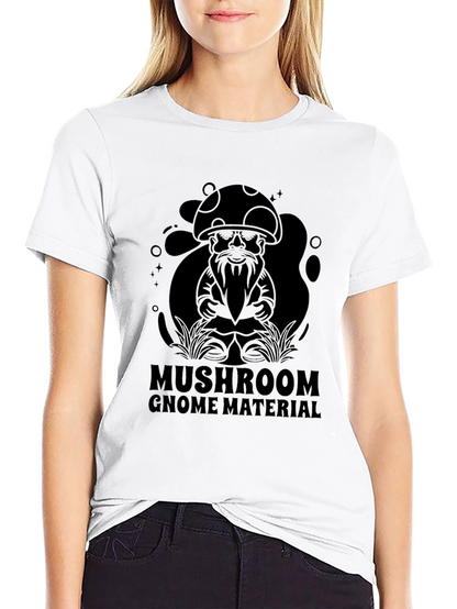 Mushroom Gnome Material Black T-Shirt