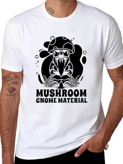 Mushroom Gnome Material Black T-Shirt